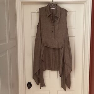 Luukaa brown and white linen vest, Size 2 (10/12)